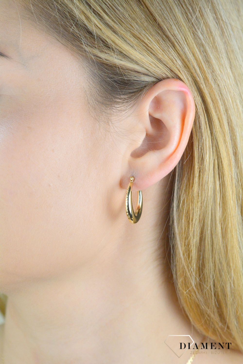 Złote kolczyki damskie 375 koła grawerowane KL 7076 375.jpg